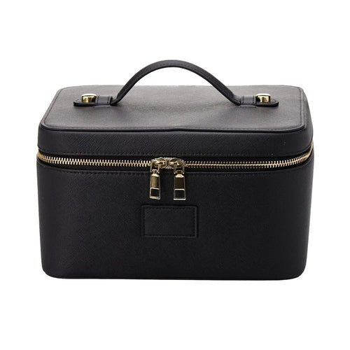 New PU Leather Makeup Bag Square Shape Large Capacity Toiletry Bag Waterproof Removable Divider Cosmetic Pouch for Women & Men