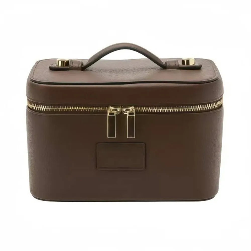 New PU Leather Makeup Bag Square Shape Large Capacity Toiletry Bag Waterproof Removable Divider Cosmetic Pouch for Women & Men