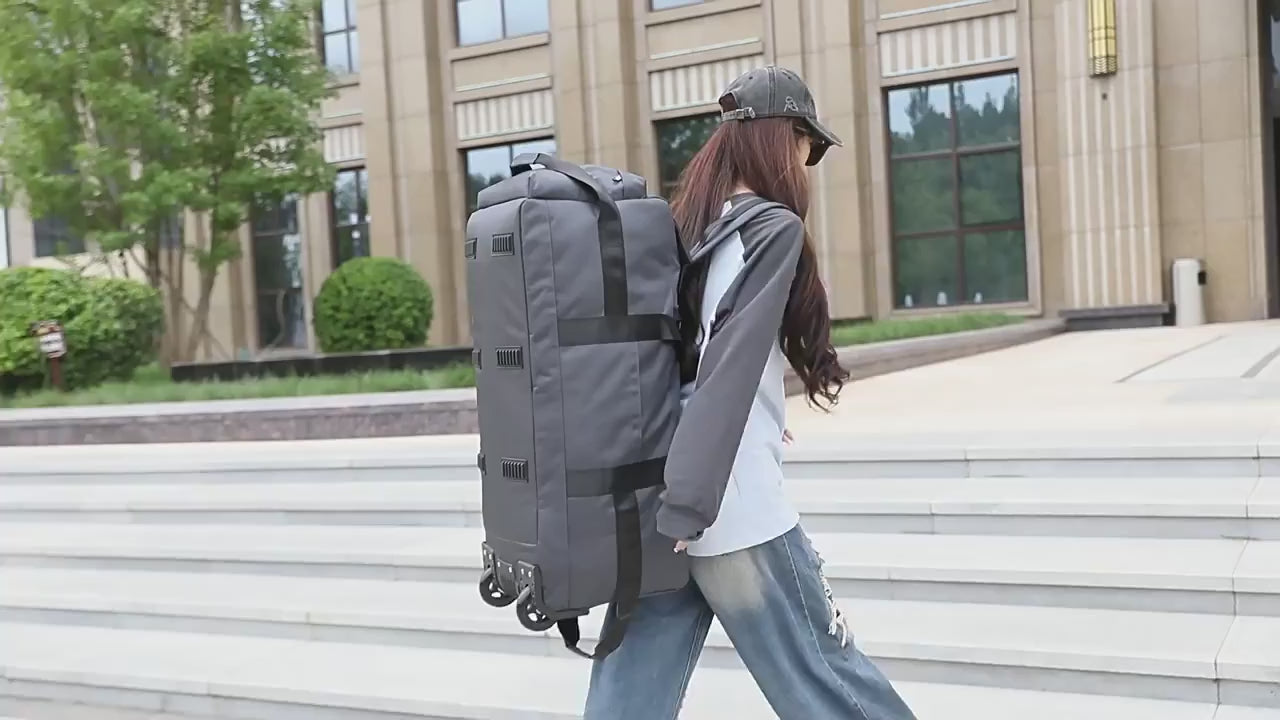 Wheeled Duffel Bag Rolling Garment Bag Large Portable Overnight Suitcase Backpack for Beach Business Trip Camping Storage Bag
